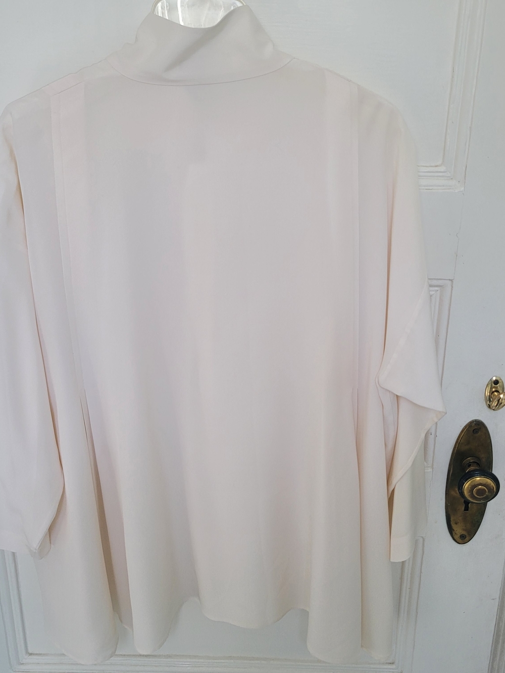 Eskandar Silk Swing Blouse Size 0 ( 4-6) Ivory Oversized Pleated Back Minimalist - Picture 2 of 11